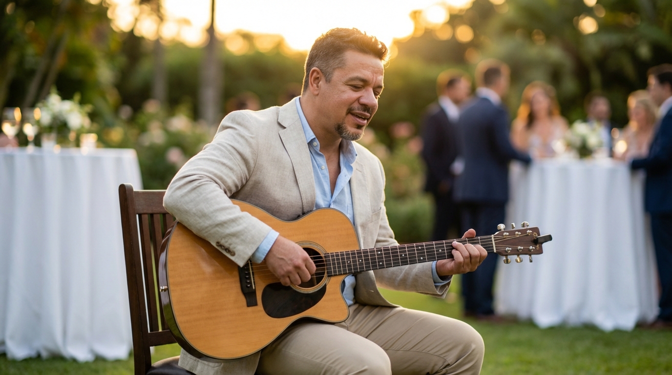Auri Toledo cantando en un cóctel de boda en Asturias
